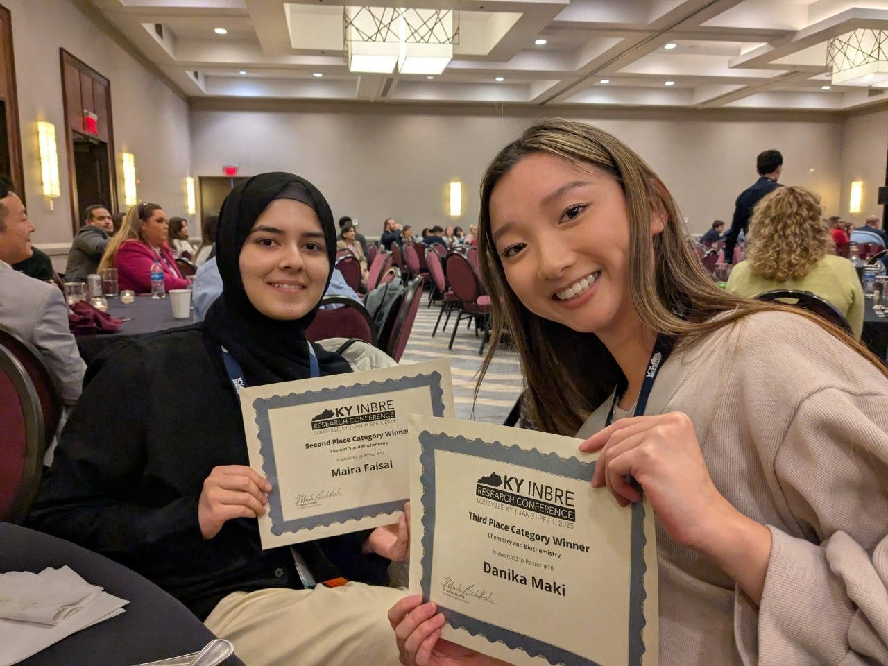 NKU Chemistry and Biochemistry students pose for a picture with their 2nd place certificates at a conference.