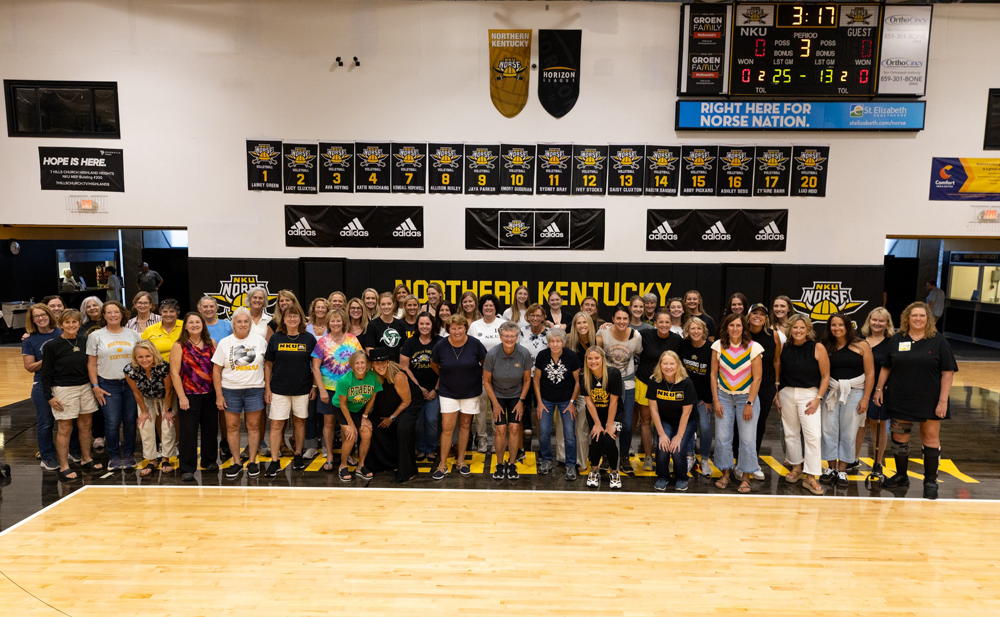 Five generations of NKU Volleyball players